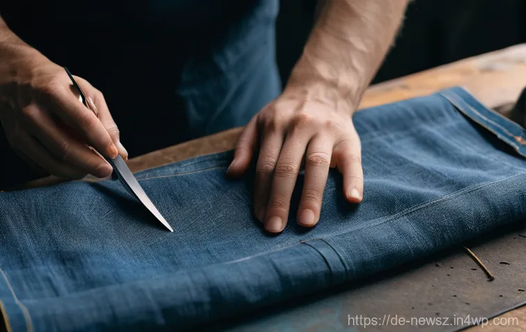업사이클링 스타트업의 고객 확보 전략 - **Prompt:** A close-up shot of skilled hands, belonging to a person in their late 20s or early 30s (...