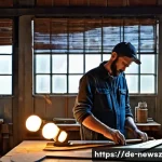 업사이클링 스타트업의 수익성 분석 - **Prompt:** A skilled artisan, wearing practical and stylish work overalls, meticulously assembling ...