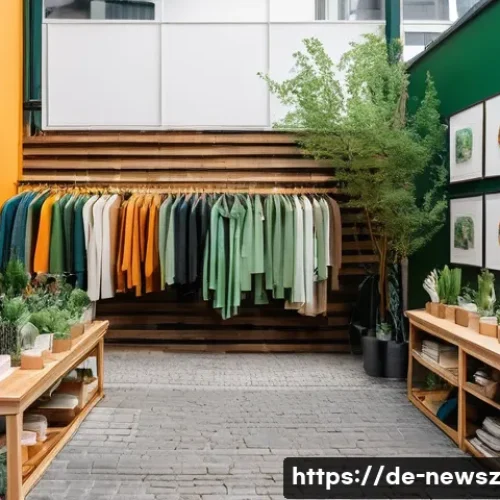 업사이클링 스타트업의 브랜드 확장 전략 - A vibrant pop-up store scene in a trendy Berlin neighborhood, showcasing an upcycling startup’s coll...