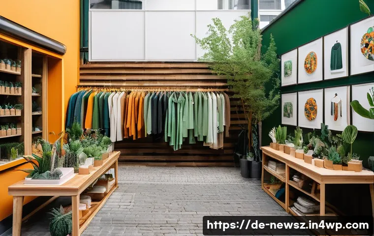 업사이클링 스타트업의 브랜드 확장 전략 - A vibrant pop-up store scene in a trendy Berlin neighborhood, showcasing an upcycling startup’s coll...