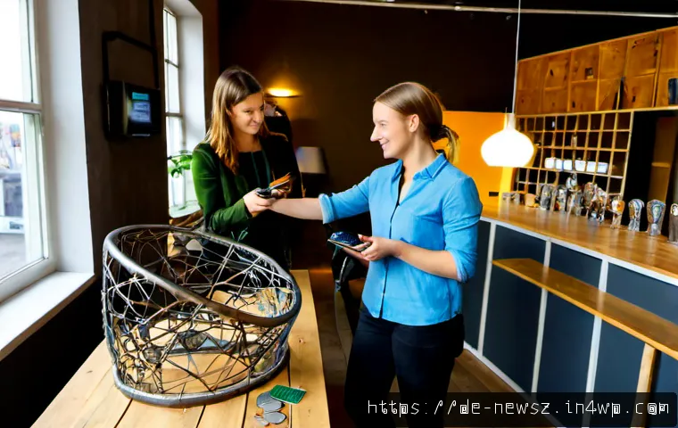 업사이클링 스타트업의 소비자 트렌드 변화 - Photorealistic Berlin upcycling startup showroom, diverse young German consumers browsing stylish fu...